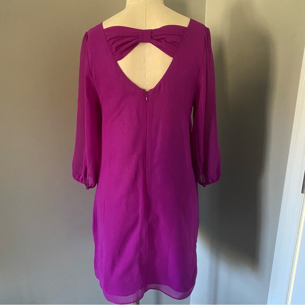 **3 for $20!!** Forever 21 Purple Bow Back Dress Medium Sheer Sleeves